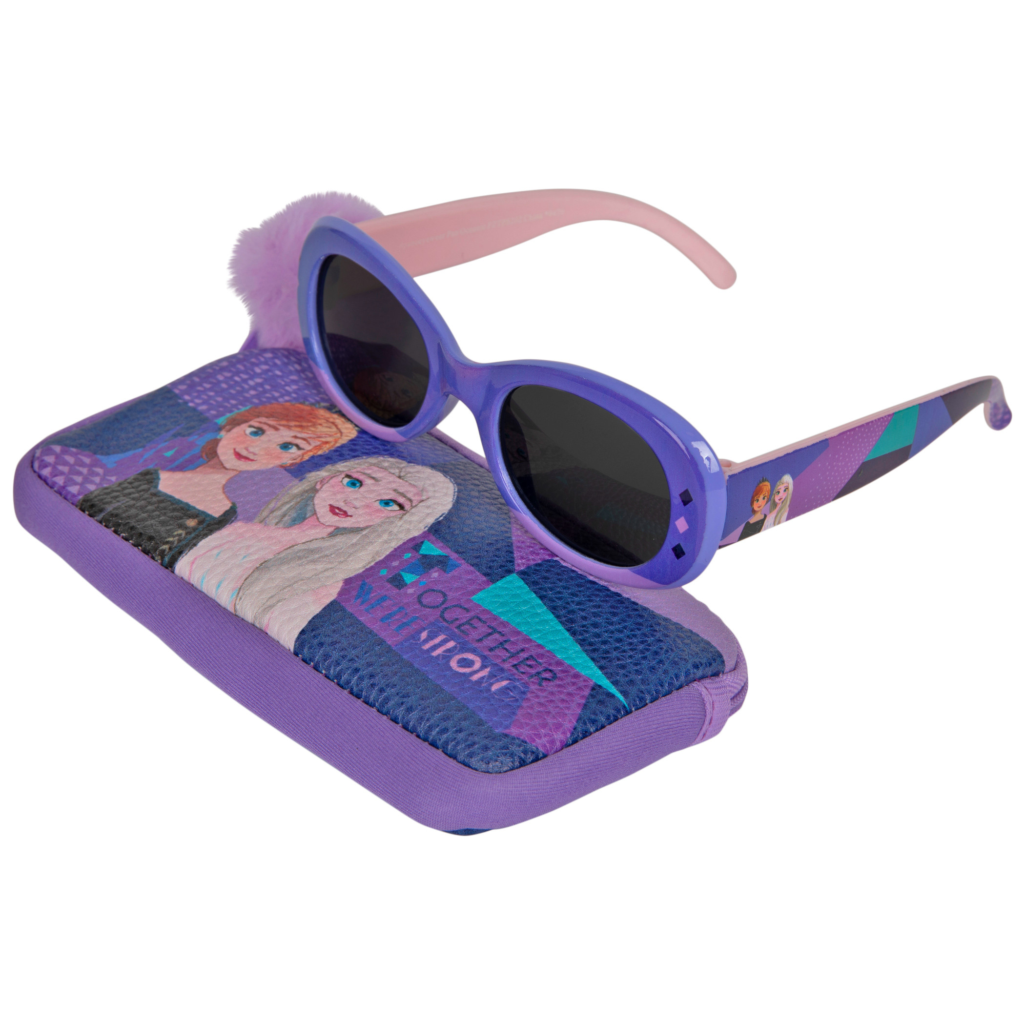 Disney Frozen 2 Anna & Elsa Girls Sunglasses w/ Pom Pom Pouch Set